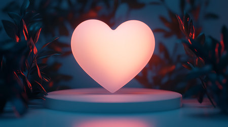 3d rendering of valentine's day background with heart shapeの写真素材