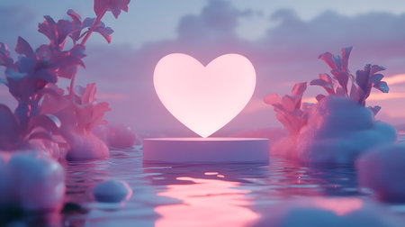 Valentines day background. 3d render, 3d illustration.の写真素材