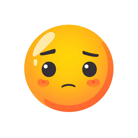 Sad emoji icon in flat color style. Emoticon with emotionsの写真素材