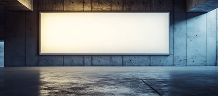Blank billboard in modern concrete interior. Mock up, 3D Renderingの写真素材