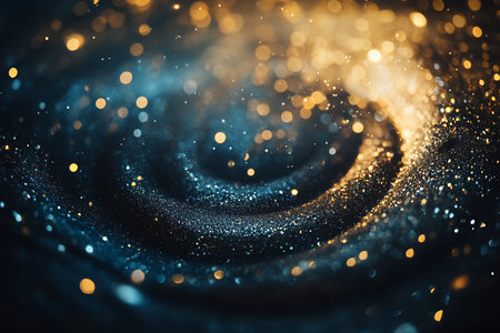 glitter vintage lights background. gold and blue. de-focusedの写真素材