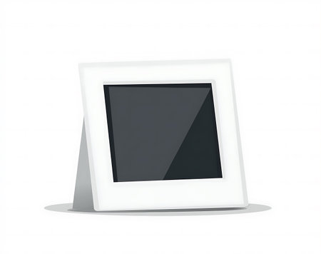 Illustration of a blank photo frame on a white background with shadowの写真素材