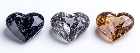 Set of precious stones in the shape of a heart on a white backgroundの写真素材