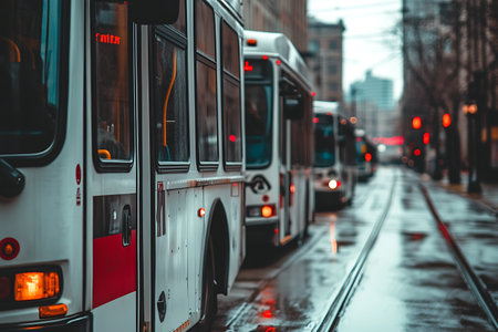 Cars in the rain on a rainy day in the city.の写真素材