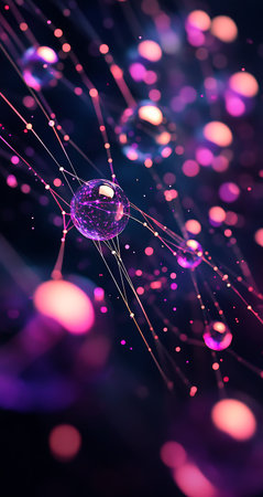 Abstract 3d rendering of chaotic particles. Bokeh lights background.の写真素材