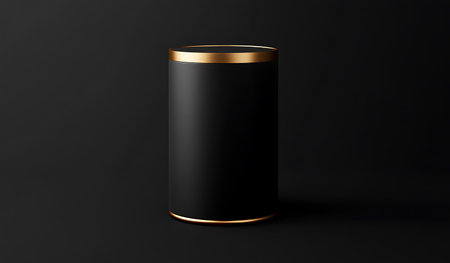 Black cylindrical box on a black background. 3d renderingの写真素材