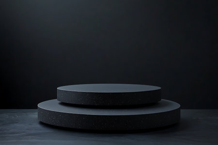 Abstract black podium on dark background. Mock up, 3D Renderingの写真素材