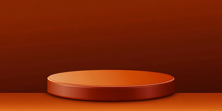 Orange podium on the orange background. 3d rendering, mock upの写真素材