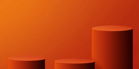 Abstract background with orange color podiums. Vector illustration for your designの写真素材