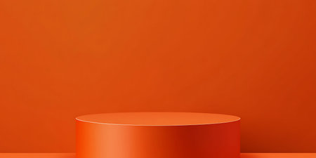 Abstract background with orange color podium for presentation. 3d render.の写真素材