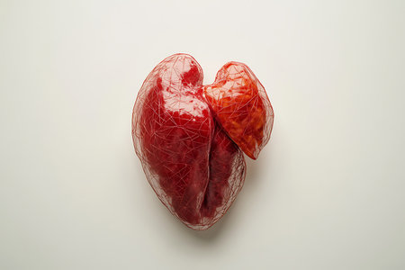 Heart organ on a white background. The concept of health and medicine.の写真素材