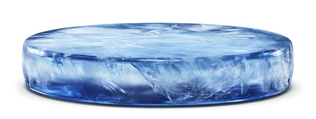 Blue ice cube isolated on white background.の写真素材