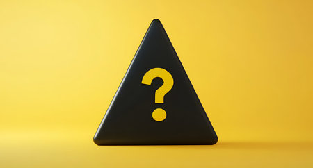 Question mark in a black triangle on a yellow background. 3d renderingの写真素材