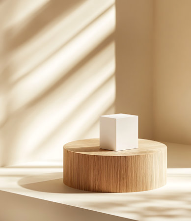 3d render, abstract geometric forms, podium for product display, minimal design, simple compositionの写真素材