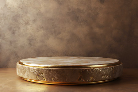 Golden pedestal on concrete background. 3d render, 3d illustrationの写真素材