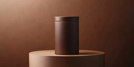 Blank cosmetic bottle mockup on brown background. 3d renderingの写真素材