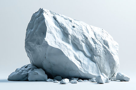 Iceberg on a white background. 3d rendering, 3d illustration.の写真素材