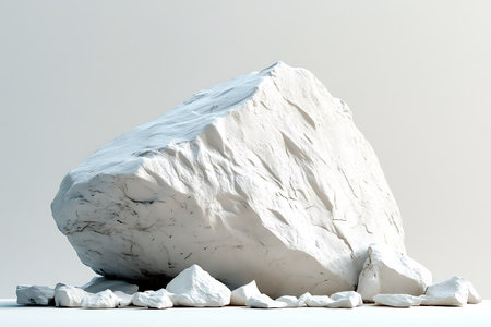 white rock isolated on the white background. 3d render illustration.の写真素材
