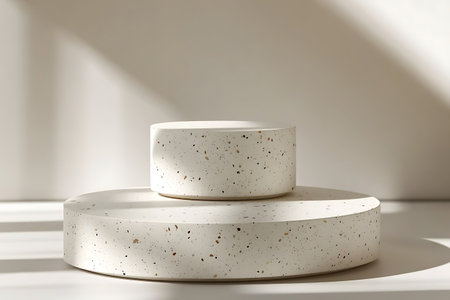 3d render of white marble podium for product presentation. Minimal scene.の写真素材