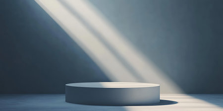 Minimal scene with round podium and spotlights. 3D renderingの写真素材