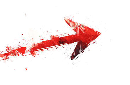 Abstract red grunge arrow on a white background. Vector illustration.の写真素材