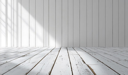 White wooden wall and floor. Abstract background. 3d rendering.の写真素材