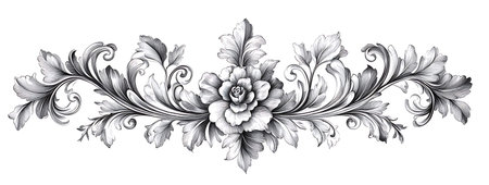 Vintage baroque ornament engraving vector illustration. Retro pattern antique style acanthus.の写真素材