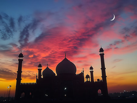 The Taj Mahal at sunset in Agra, Uttar Pradesh, Indiaの写真素材