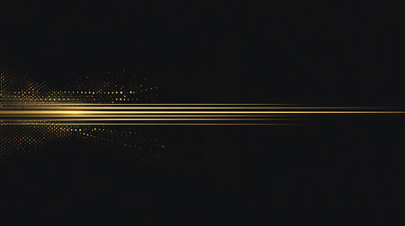 Abstract golden lines on black background. Vector illustration for your design.の写真素材