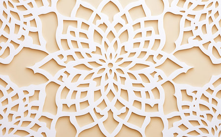 Background with paper cut arabic ornament. 3d illustration.の写真素材