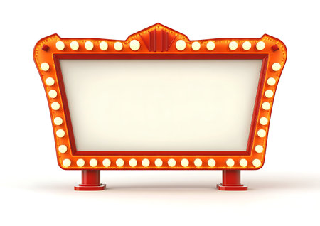 Retro cinema sign isolated on white background. 3D rendering.の写真素材