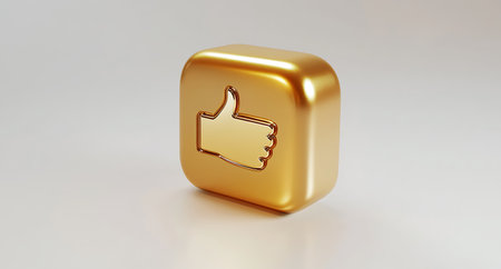 3D Golden Thumb Up Icon Isolated on White Background.の写真素材