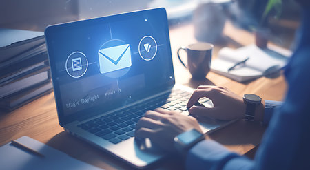 Mail Communication Connection message to mailing contacts phone Global Letters Networking Conceptの写真素材