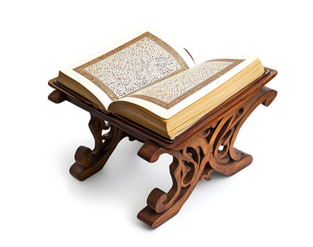 The Holy Quran isolated on a white background.の写真素材