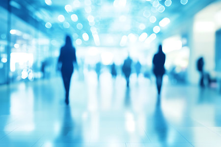 Blurred image of business people walking in the lobby of the airport.の写真素材