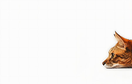 Portrait of a brown cat on a white background with space for textの写真素材