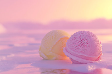 ice cream on the beach - soft focus with vintage effect picture styleの写真素材