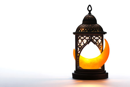 Ramadan Kareem lantern on white background. 3D rendering.の写真素材