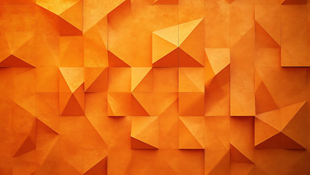 Orange paper background with abstract geometric pattern. 3d render illustration.の写真素材