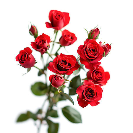 Bouquet of red roses isolated on white background, close upの写真素材
