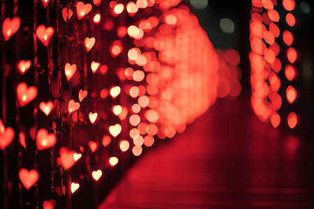 Red heart bokeh background. Valentine's day background. Love concept.の写真素材