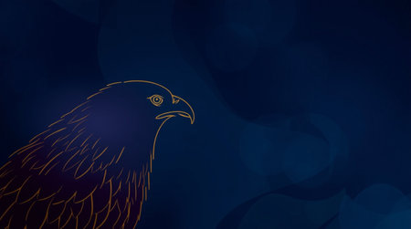 Eagle on blue background with bokeh. Vector illustration.の写真素材