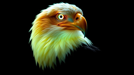 Bald Eagle isolated on black background. 3D illustration. 3D rendering.の写真素材