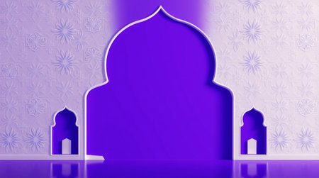 Ramadan Kareem background with mosque and arabic lanternsの写真素材