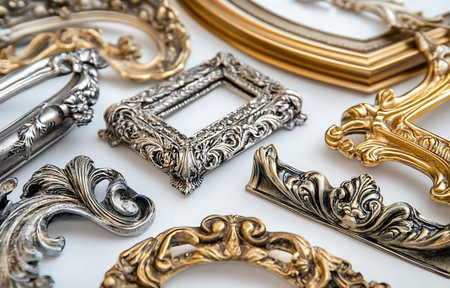 Vintage photo frames on a white background. Close-up.の写真素材