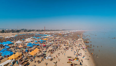 Aerial view of the beach at Pushkar, Rajasthan, Indiaの写真素材