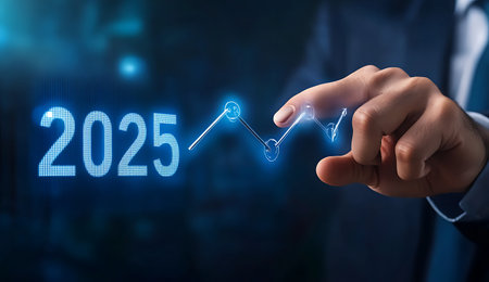 Businessman plan graph growth and increase of chart positive indicators in his businessの写真素材