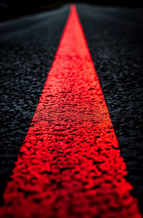 Red line on asphalt road. Abstract background and texture for design.の写真素材