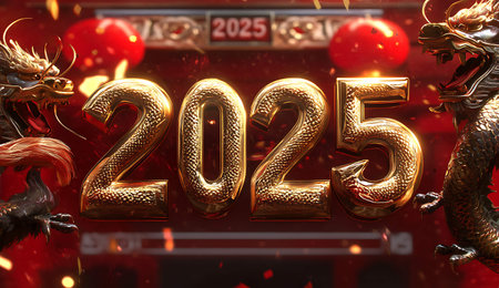 Golden number 2015 with dragon. Chinese New Year celebration concept. 3D Renderingの写真素材