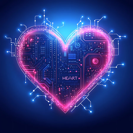 Abstract technology heart with circuit board. Vector illustration for your design.の写真素材